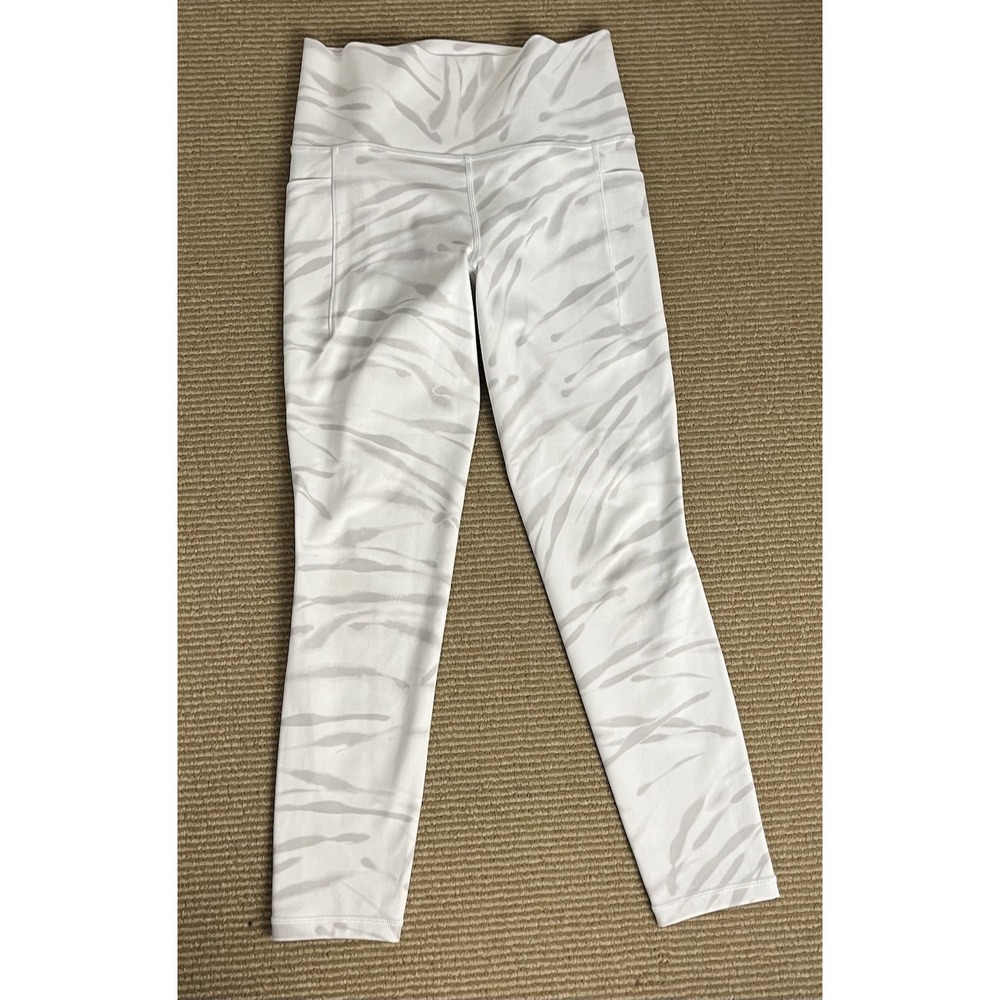 ATHLETA Salutation Stash‎ Pocket II 7/8 Tight Leggings Pants White Gray Size S